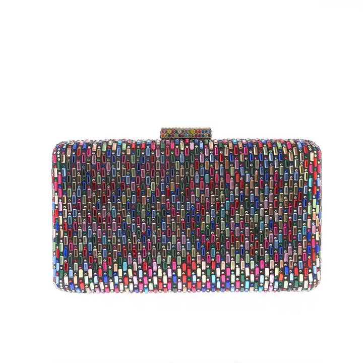 Clutch elegant cu pietre multicolore