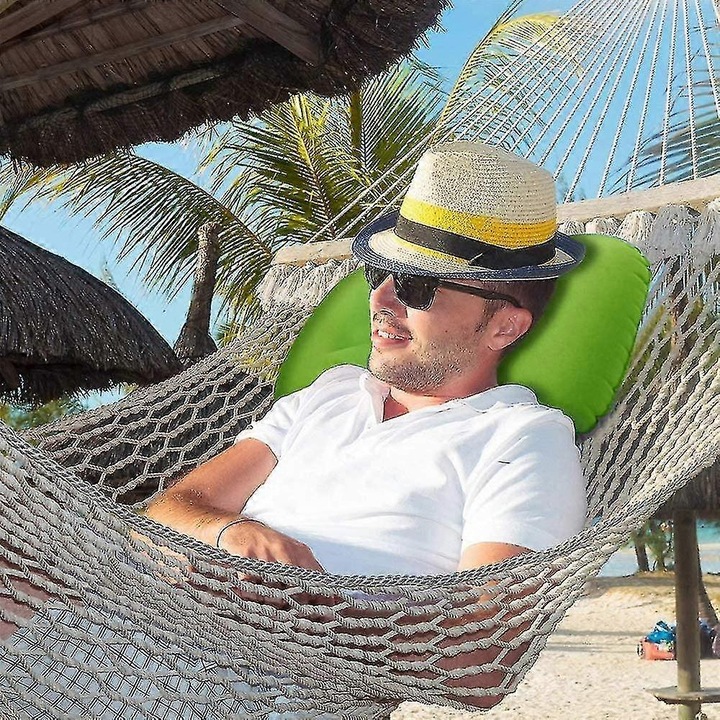 Надуваема ултралека къмпинг възглавница Perna, 46x32x12см, Материал от полиестерни влакна, Естествено зелено