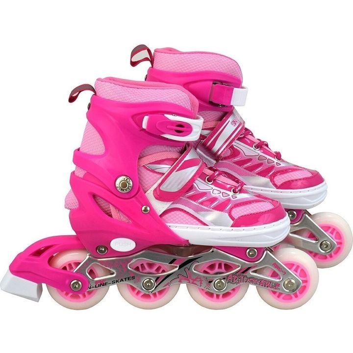 Ролери Limeks, регулиране 38-41, розови, с връзки и велкро, за деца и жени