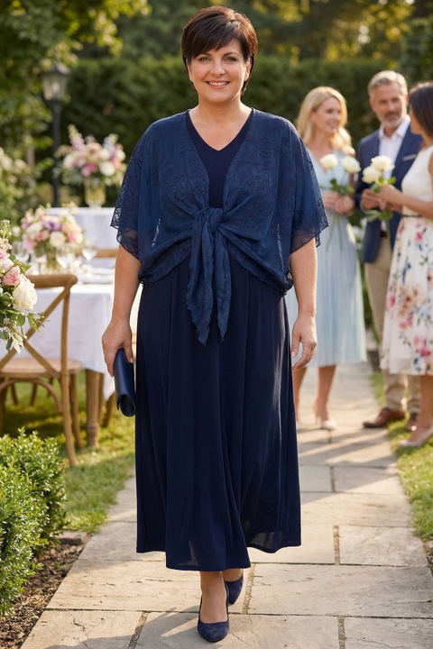 Rochie sal bleumarin cu model bleumarin