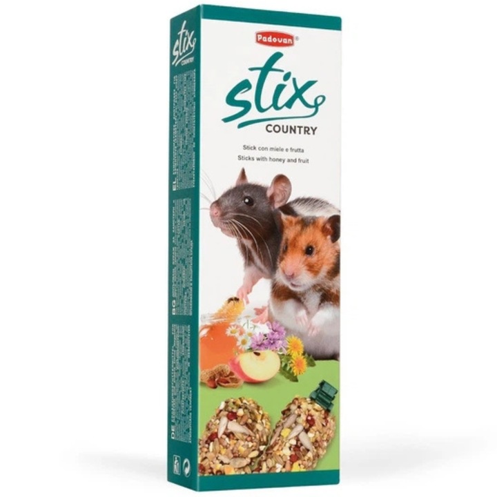 Baton Padovan STIX COUNTRY pentru hamsteri, cu miere si fructe, 100 g