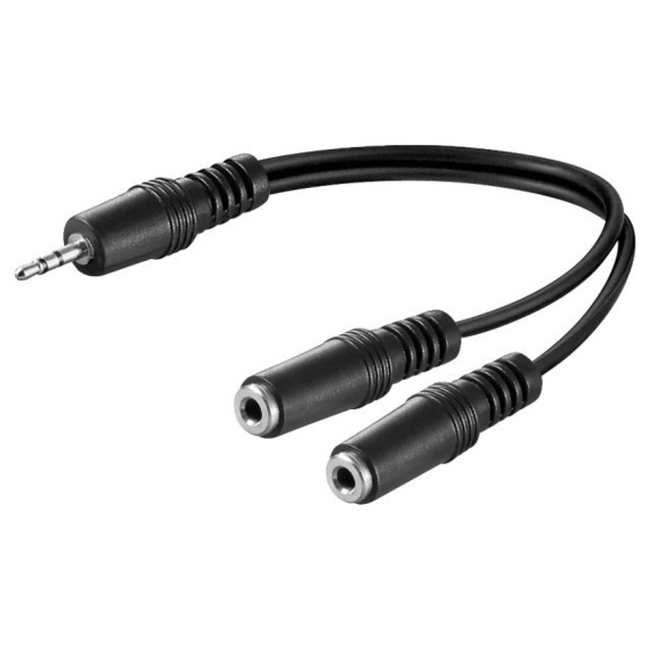 Cablu audio 0, 2m 3, 5mm Jack stereo tata la 2 x 3, 5mm Jack stereo mama