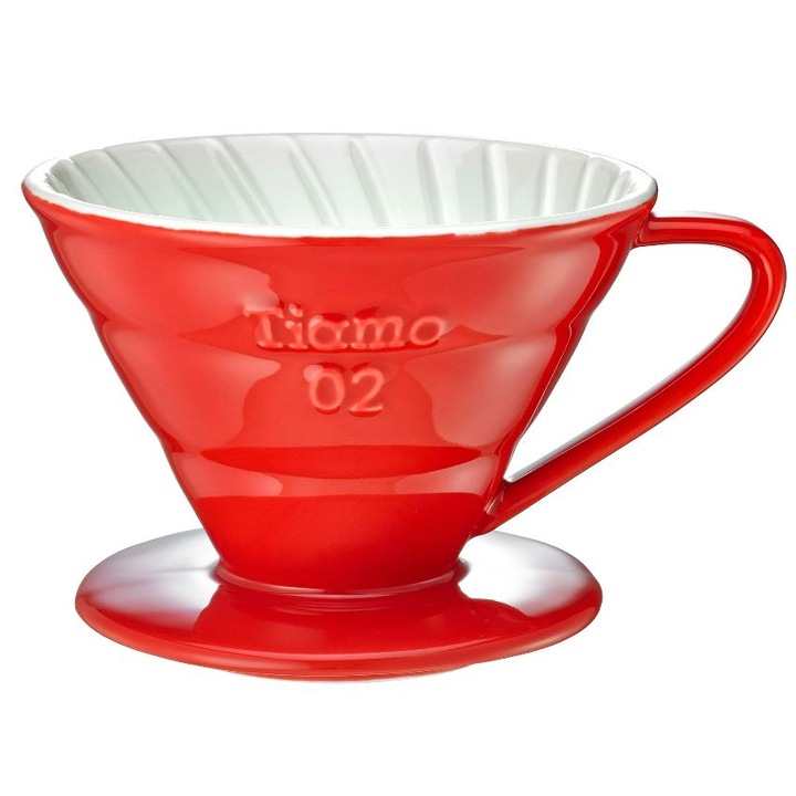 TiAMO V02 kerámia dripper, piros, 14.5x9.2cm, 2-4 csésze