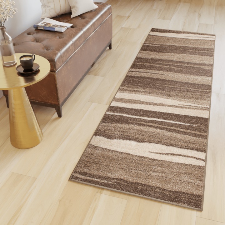 Covor, Tapiso, SARI CHO, 100 x 100 cm, Bej, Inaltime Fir 10 mm, OEKO-TEX, Pentru Living, Dormitor, Hol, Rezistent La UV, Rezistent La Pete, Lavabil, Usor de curatat, Rezistent La Intemperii, Impermeabil