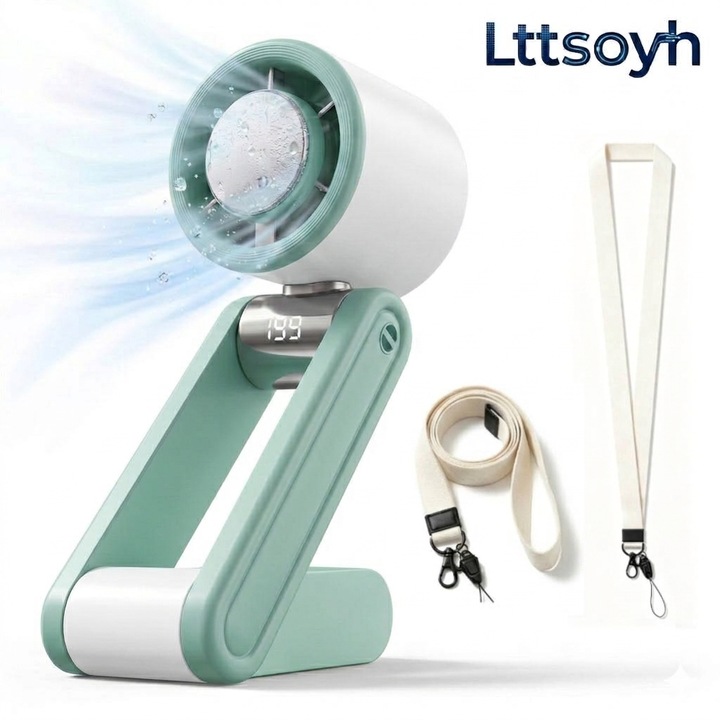 Lttsoyh-A Ventilator Portabil Manual 199 Trepte Viteza Reglabila Racire TEC Semiconductoare pana la 10°C Autonomie 18 Ore Putere 10W USB Fan de Mana Racire Rapida Racoritor Personal Mini Aer Conditionat Portabil