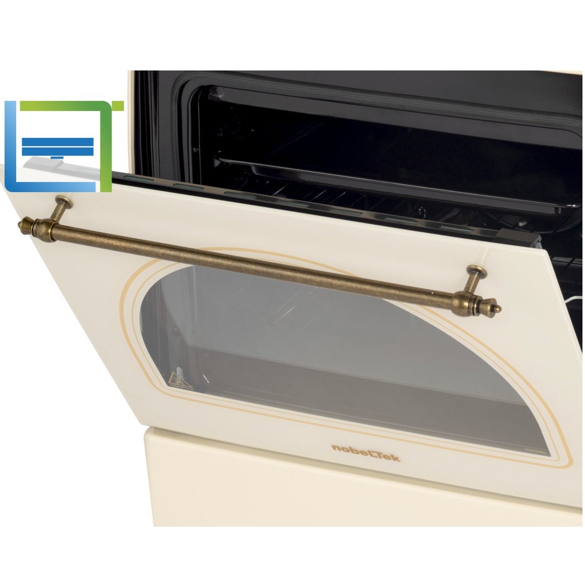 Aragaz rustic Nobeltek NLT 6604RB/FE1, 60x60, plita gaz, cuptor electric, aprindere electrica, iluminare cuptor, gratare fonta, echipat cu diuze GPL, diuze GN de schimb, bej