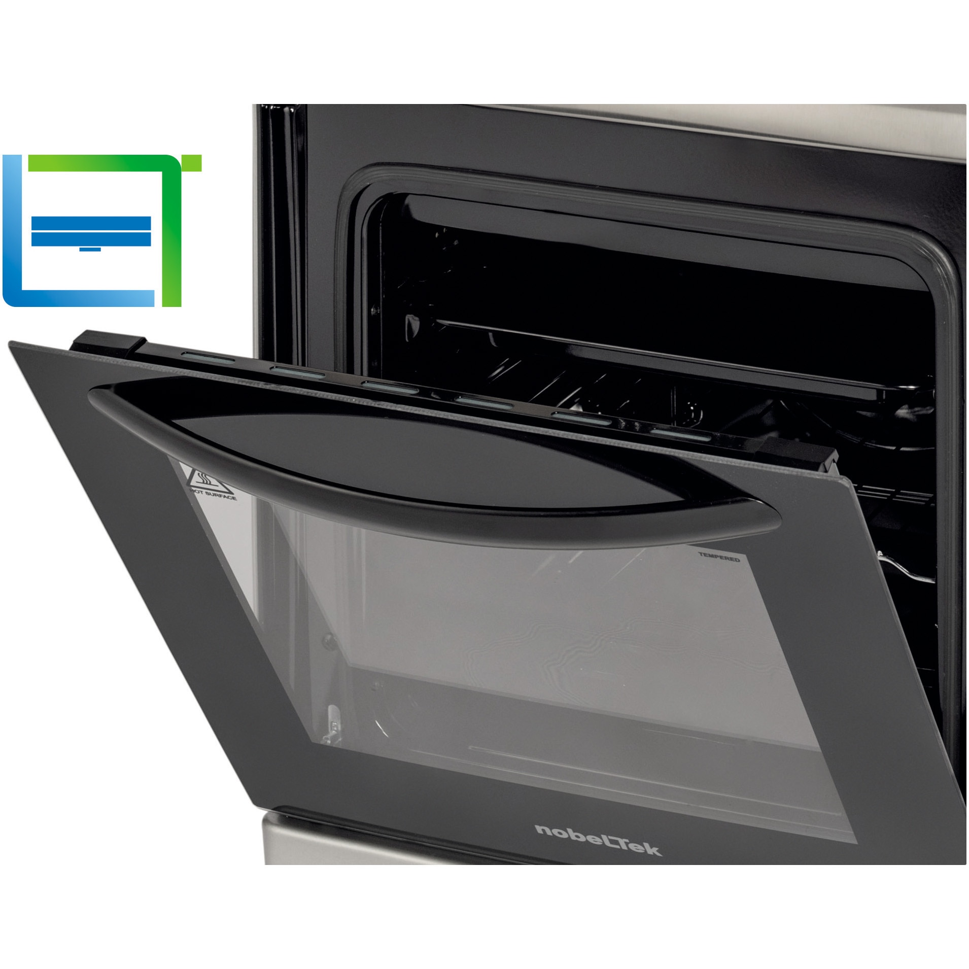 Aragaz Nobeltek NLT 5602IX/G1, 50x60, plita si cuptor pe gaz, aprindere electrica, siguranta plita si cuptor, echipat cu diuze GPL, diuze GN de schimb, capac tabla, front si plita inox, laterale silver