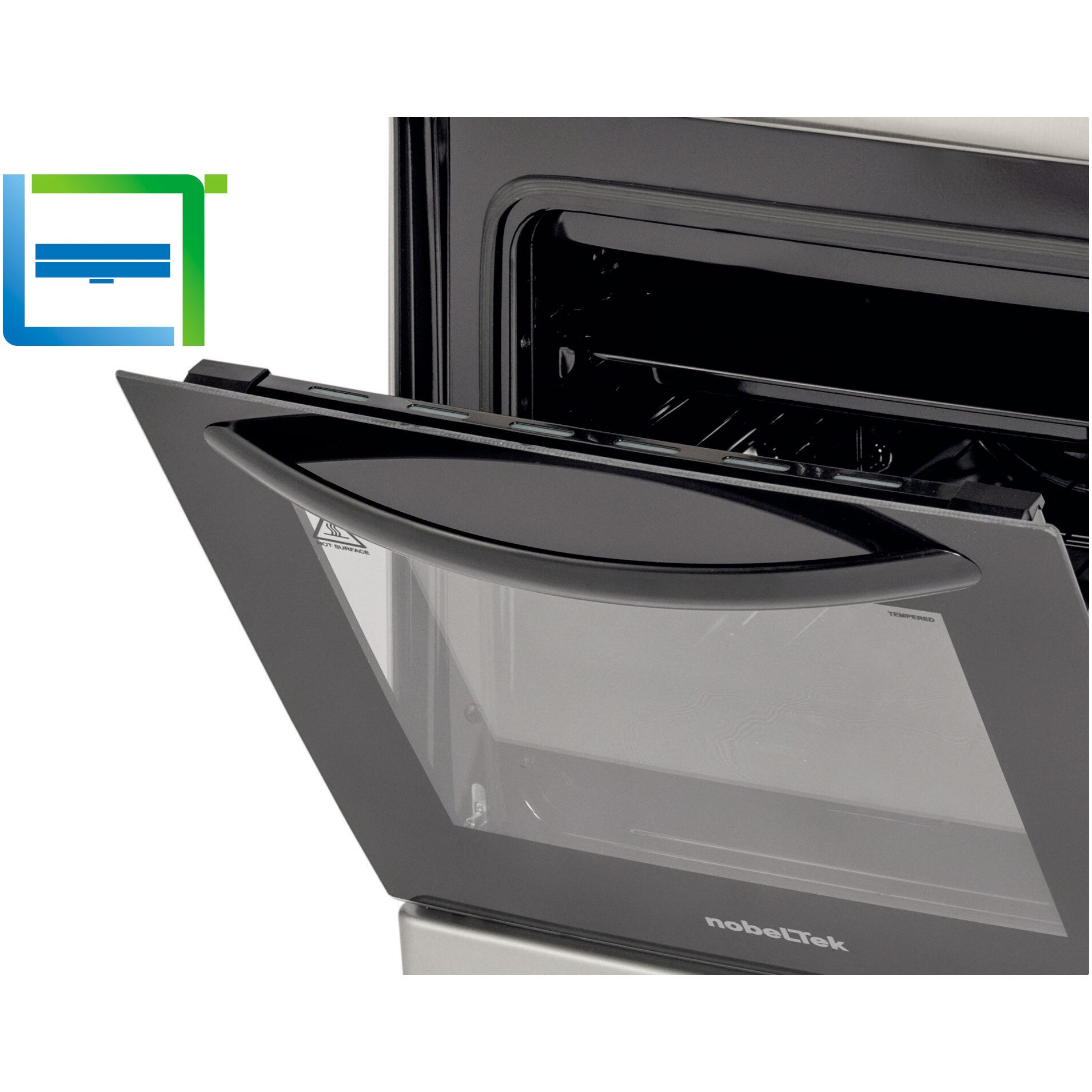 Aragaz Nobeltek NLT 5603IX/G1, 50x60, plita si cuptor pe gaz, grill gaz, rotisor, aprindere electrica plita, iluminare cuptor, siguranta plita si cuptor, echipat cu diuze GN, diuze GPL de schimb, front si plita inox, laterale silver