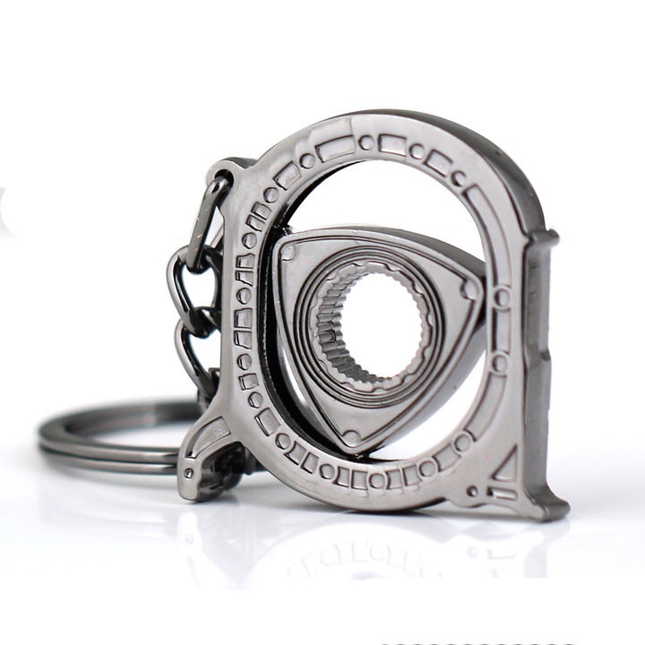 Breloc cu model motor rotativ Wankel, cromat, design modern