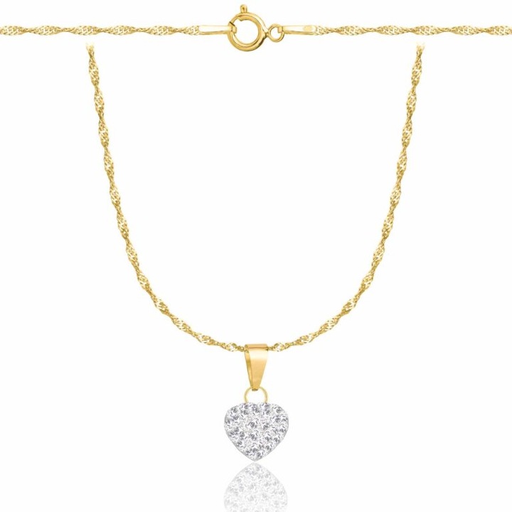 Colier de damă USTORY placat cu aur, model Singapore, inimi cu zirconii, argint 925, 50cm