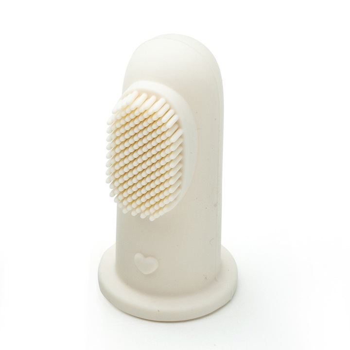 Periuta degetar pentru dinti, gingii si limbuta bebelusi 0-6 luni, Ivory