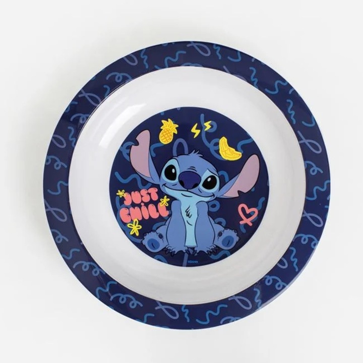Farfurie adâncă din plastic BAMI model Stitch, 20, 5 cm, pentru supă, potrivită pentru copii