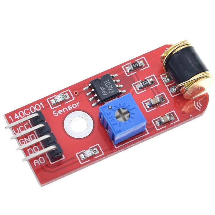 801S rezgésérzékelő LM393-mal, 3-5V DC, analóg és TTL kimenet, Arduino kompatibilis