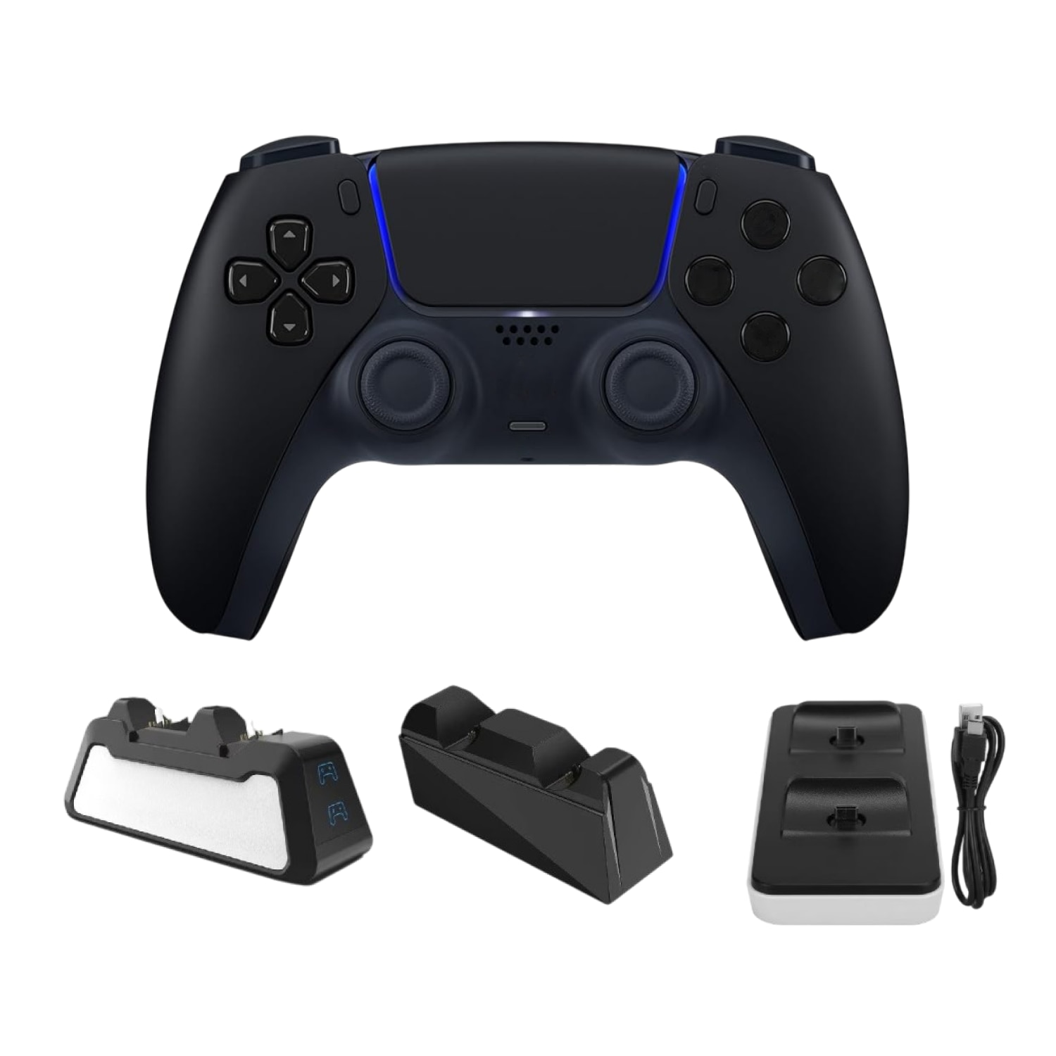 Controller Wireless Dual-Sense pentru PS5/PS4/PS4 PRO/PS4 SLIM, negru, senzor de mișcare, încărcător dual inclus
