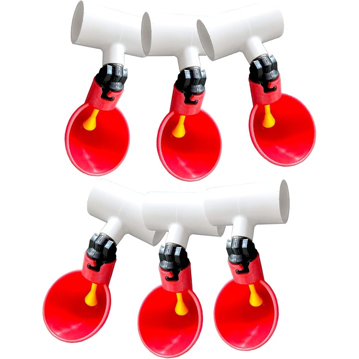 Set adapatoare automate pentru pasari, 6 unitati, PVC, 1/2" x 1/2" x 1/8"