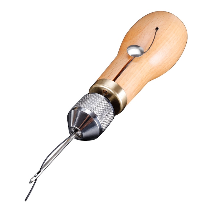 Set unelte de cusut din piele, 1 awl manual, 2 ace, 30m fir cerat, 1 instrument ajustabil, 1 bobina de fir, multicolor