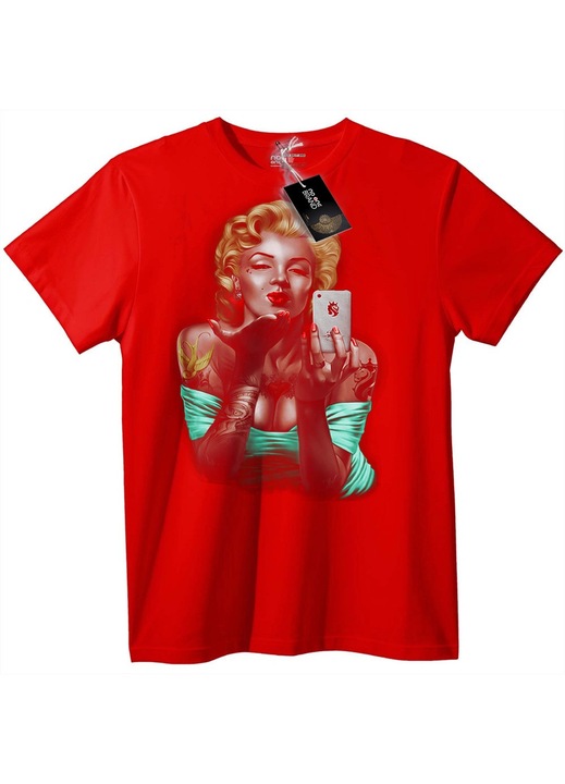Tricou Retro Pin-Up cu Telefon, Rosu
