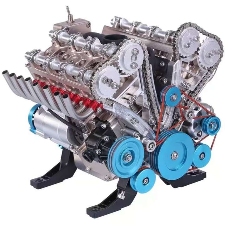 Kit model motor V8, 500 piese, metal, pentru experimente educationale