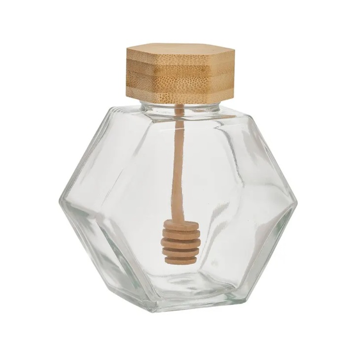 Recipient pentru miere Hexa, sticla, 12 cm