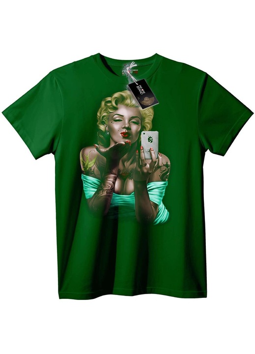 Tricou Retro Pin-Up cu Telefon, Verde englez