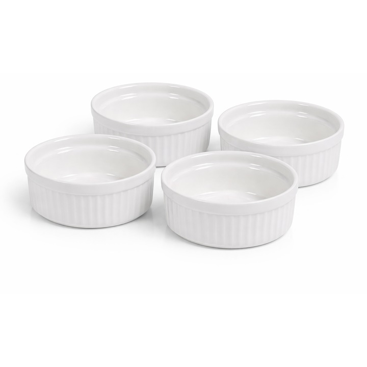 Set 4 Bucati Boluri Servire Masa Familie Portelan Alb Pentru Sosuri Dipping Organizare Preparare Gustari 60ml SHOPIENS®