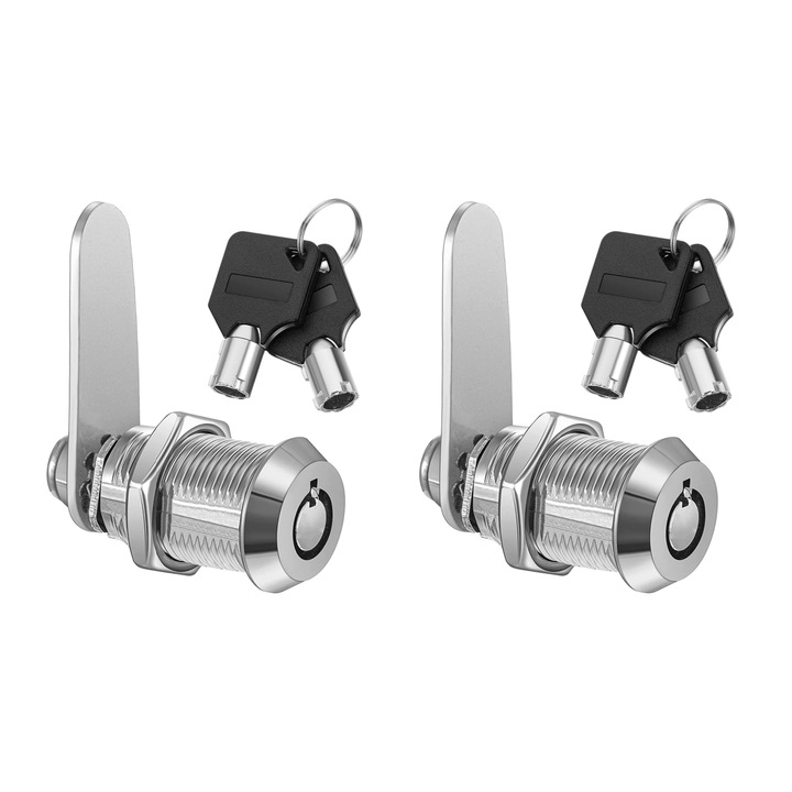 2 db cső alakú lakat készlet cinkötvözetből, finoman megmunkált, 20mm, ezüst/fekete, Lunniqueel®, tartós