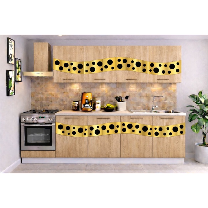 Bucatarie Madrid 200 cm Sonoma Ornament Gold Negru