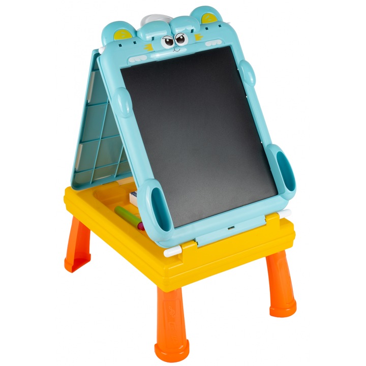 Tabla magnetica 2 in 1 pentru copii Malplay, include markere colorate si creta