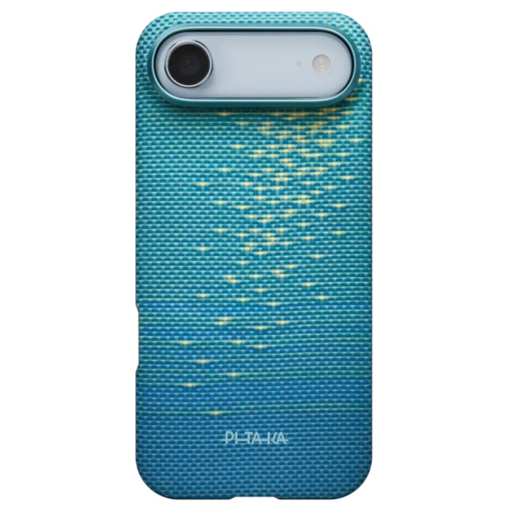 Husa de protecție Pitaka pentru iPhone Air Glints of Gold Ultra-Slim, Albastru KI1704AG