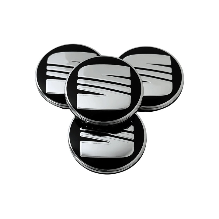 Set 4 Capace Jante Seat, 56mm, Negru