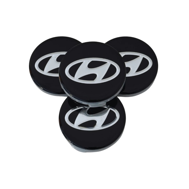 Set 4 Capace Jante Hyundai, 59mm, Negru