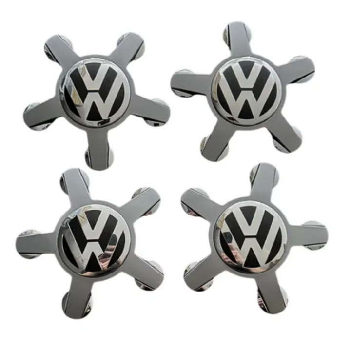 Set 4 capace roti compatibile Volkswagen 135 mm, model Gheara (Spider), compatibile cu jante Audi, culoare gri