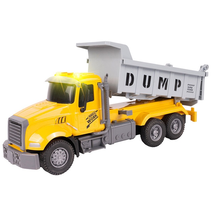 Dumper cu lumina și sunet, MalPlay, efecte sonore și luminoase, 36x19, 2x10, 9cm