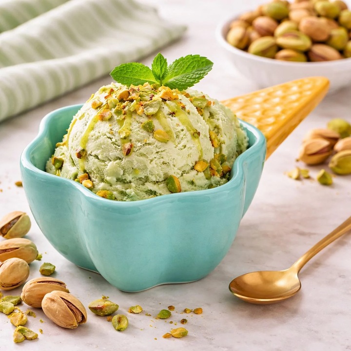 Bol Ceramic Antbro, Design Inghetata cu Vafa, Turcoaz, 10x8.5 cm