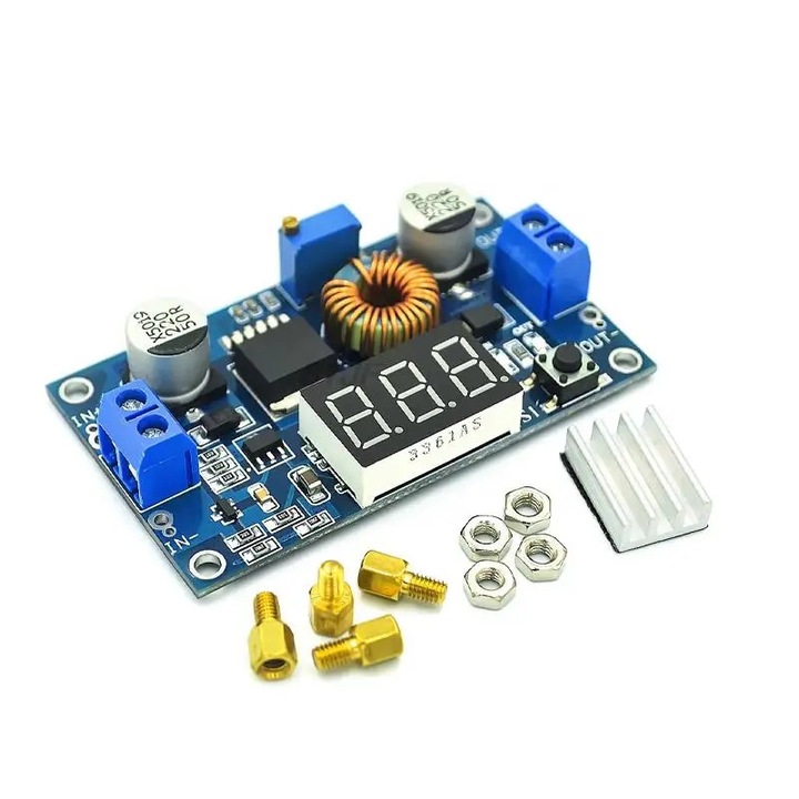 Modul convertor DC-DC 75W reglabil 1.25V-36V, indicator de putere, 66x38x12mm
