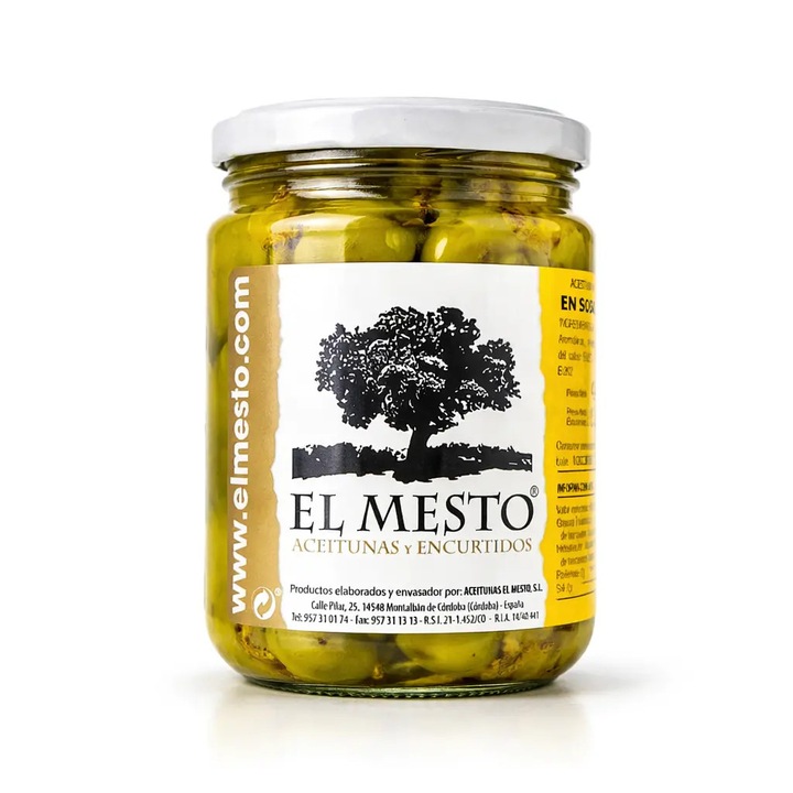 Conservă măsline verzi cu sâmbure marinate, El Mesto, 250g