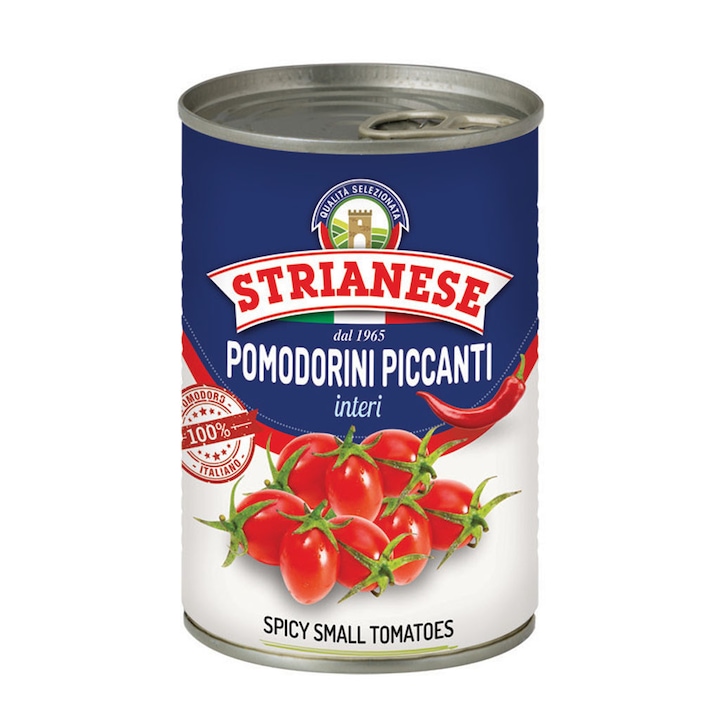 Conservă roșii cherry întregi picante, Strianese, 400gr