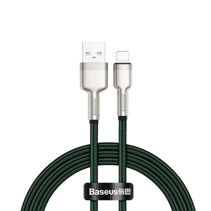 Cablu de date USB la Lightning Baseus, 2.4A, 1m, verde