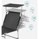 Sezlong pliabil cu parasolar si tetiera, spatar reglabil 4 pozitii, tesatura sintetica respirabila, max 150 kg, 200x71x38 cm, gri