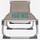 Sezlong pliabil cu parasolar, spatar reglabil 5 pozitii, cadru aluminiu, max 150 kg, 193x55x31 cm, taupe