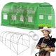 Тунелна градинска оранжерия 200x450x200 см, PE фолио 140г/м2 UV4, 9 прозореца с мрежи за комари, врата с ключалки, 9 кв.м, зелена
