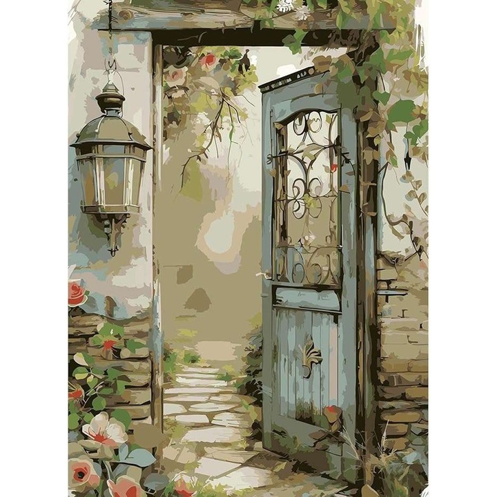 Set pictura pe numere, CE, Stare usi in Grecia, 30x40 cm