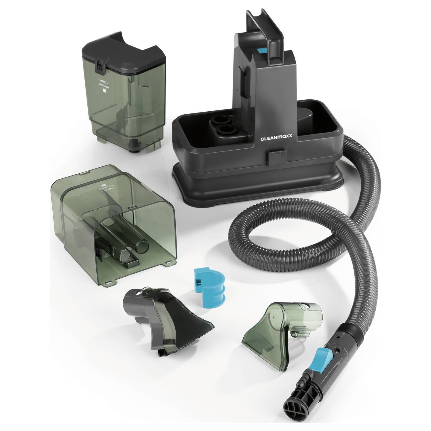 CLEANmaxx Aspirator Compact pentru Tapiterie si Covoare, Dispozitiv 3‑in‑1 pentru curatare umeda, cu sistem cu rezervor dublu si umplere usoara, Poate fi folosit si ca aparat de curatare cu abur, aspirator umed/uscat si indepartator de pete