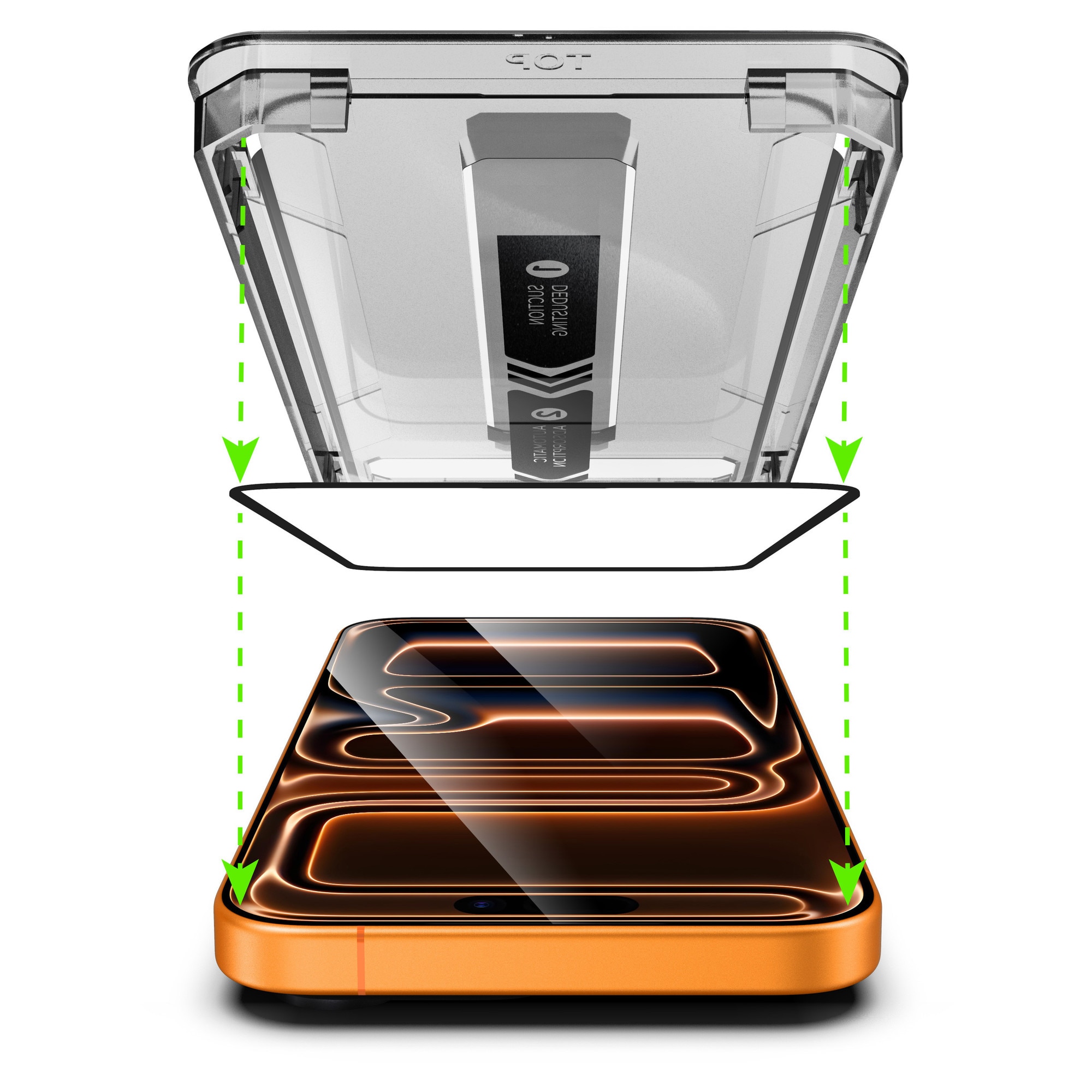 Set 2 folii pentru Iphone 17 Pro Max, Transparenta, Sticla securizata 0.33mm, Anti-Spy, Anti-amprenta cu margini negre 6.9", instalare usoara si rapida cu dispozitiv de potrivire automata in 30 sec cu Easy Install Kit, protectie telefon, RikBo®