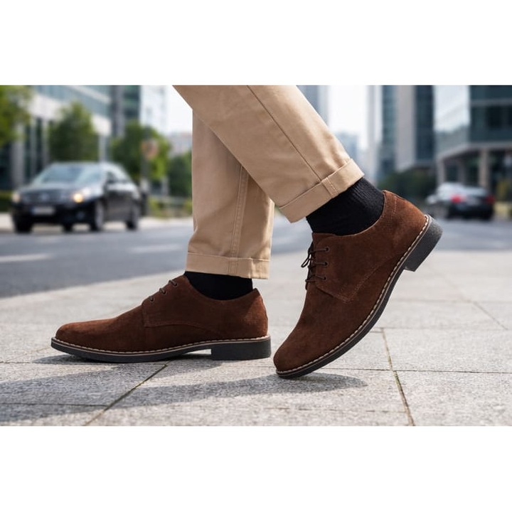 Pantofi barbati casual din piele naturala 200200827, Maro scortisoara, 44