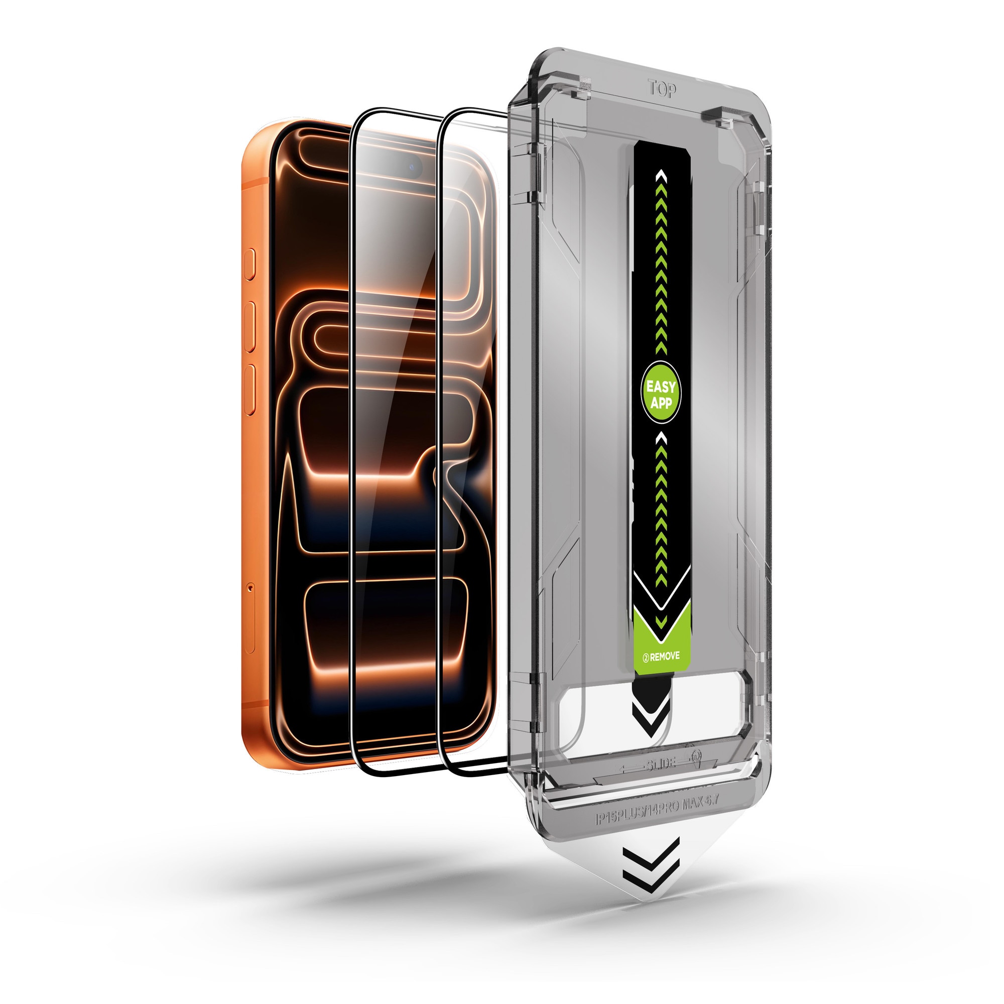 Set 2 folii pentru Iphone 17 Pro Max, Transparenta, Sticla securizata 0.33mm, Anti-Spy, Anti-amprenta cu margini negre 6.9", instalare usoara si rapida cu dispozitiv de potrivire automata in 30 sec cu Easy Install Kit, protectie telefon, RikBo®