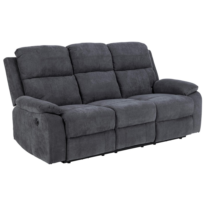 Sofa reclinabil Divani & Sofa Mora 3 locuri, gri închis, 196, 5x95x98cm