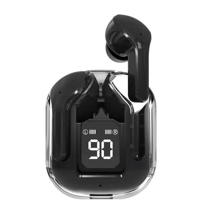 QingLan HK6 vezeték nélküli fülhallgató, Bluetooth 5.3, zajszűrés, fekete, 5-6 óra, IPX4, 10x5x3cm