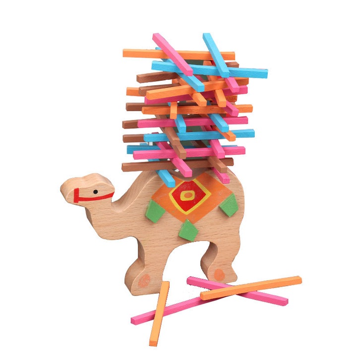 Joc de Societate, pentru Copii, din Lemn, Interactiv, Distractiv, Camel, 40 de Piese Animate, Multicolor