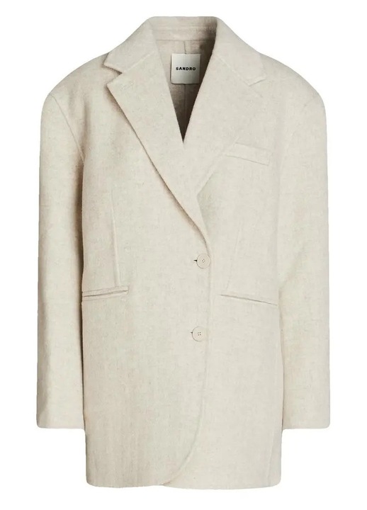 Sacou din lana, Sandro, oversized, Bej, 36